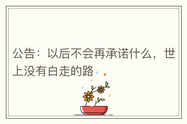 公告：以后不會(huì )再承諾什么，世上沒(méi)有白走的路