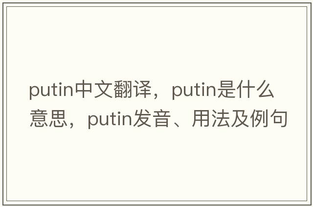 Putin中文翻譯，Putin是什么意思，Putin發(fā)音、用法及例句