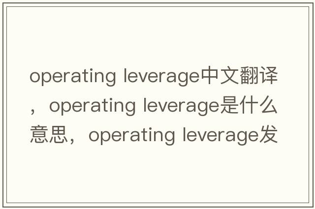 operating leverage中文翻譯，operating leverage是什么意思，operating leverage發(fā)音、用法及例句