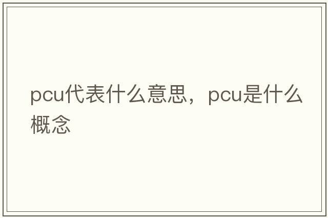pcu代表什么意思，pcu是什么概念