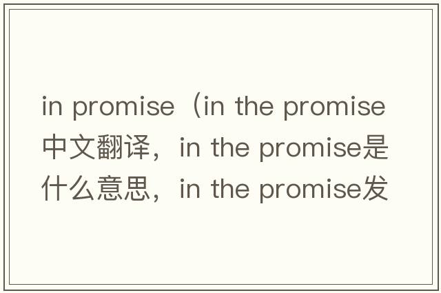 in promise（in the promise中文翻譯，in the promise是什么意思，in the promise發(fā)音、用法及例句）