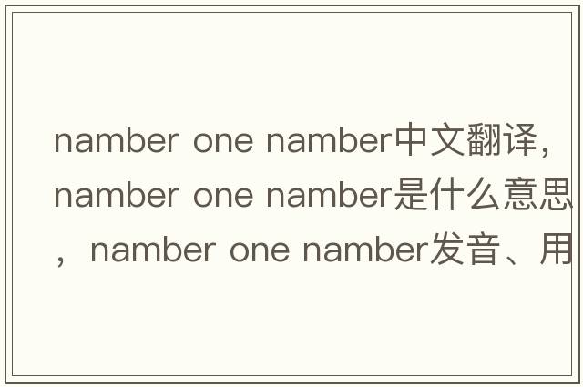 namber one namber中文翻譯，namber one namber是什么意思，namber one namber發(fā)音、用法及例句