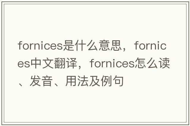 fornices是什么意思，fornices中文翻譯，fornices怎么讀、發(fā)音、用法及例句