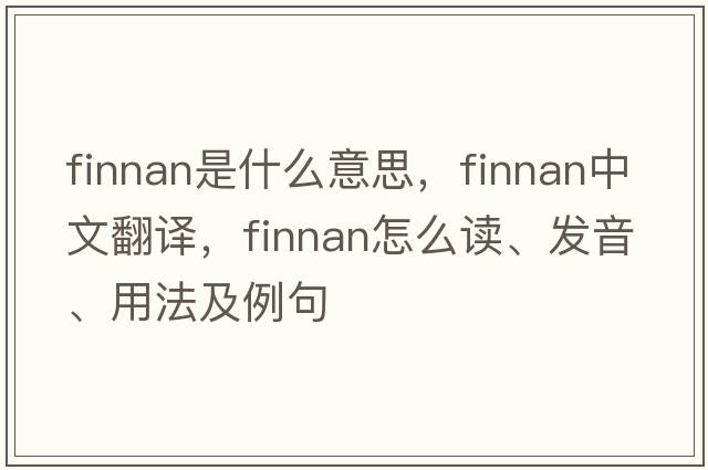 finnan是什么意思，finnan中文翻譯，finnan怎么讀、發(fā)音、用法及例句