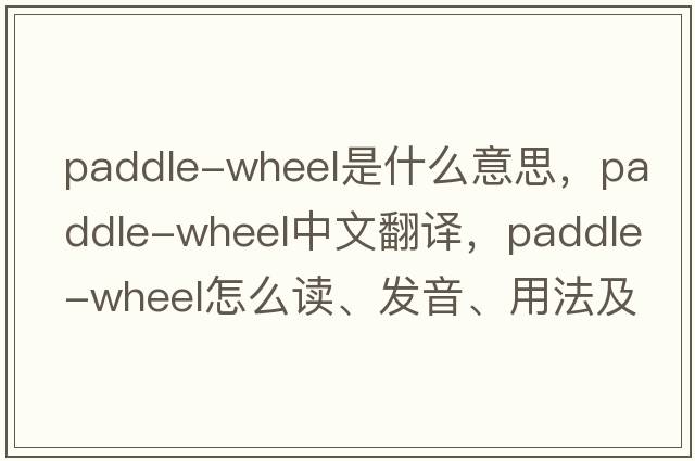paddle-wheel是什么意思，paddle-wheel中文翻譯，paddle-wheel怎么讀、發(fā)音、用法及例句