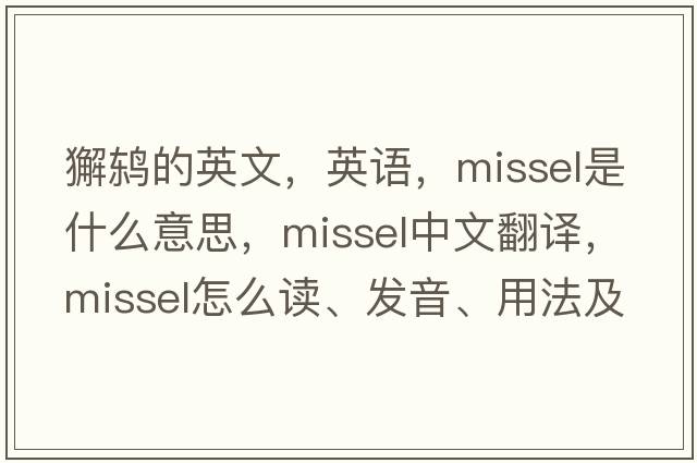 獬鶇的英文，英語(yǔ)，missel是什么意思，missel中文翻譯，missel怎么讀、發(fā)音、用法及例句