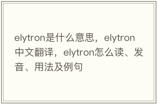 elytron是什么意思，elytron中文翻譯，elytron怎么讀、發(fā)音、用法及例句