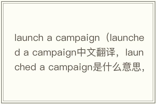 launch a campaign（launched a campaign中文翻譯，launched a campaign是什么意思，launched a campaign發(fā)音、用法及例句）