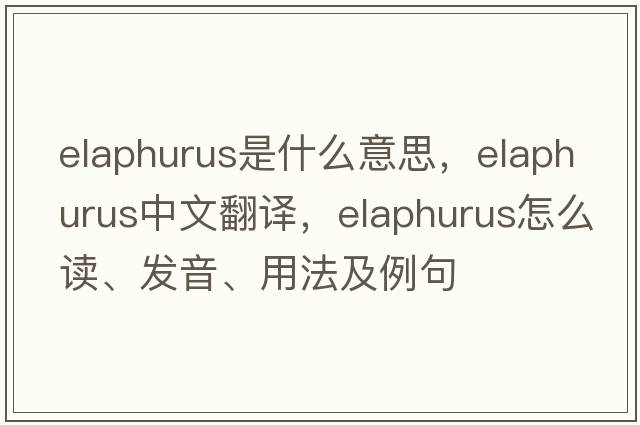 elaphurus是什么意思，elaphurus中文翻譯，elaphurus怎么讀、發(fā)音、用法及例句