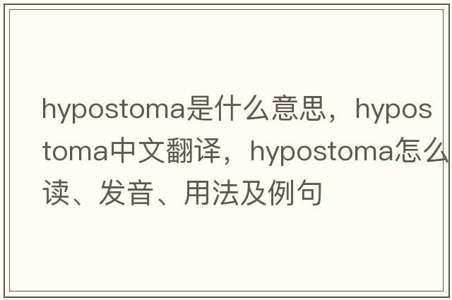 hypostoma是什么意思，hypostoma中文翻譯，hypostoma怎么讀、發(fā)音、用法及例句