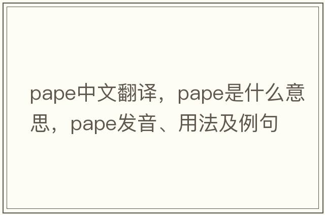 PAPE中文翻譯，PAPE是什么意思，PAPE發(fā)音、用法及例句