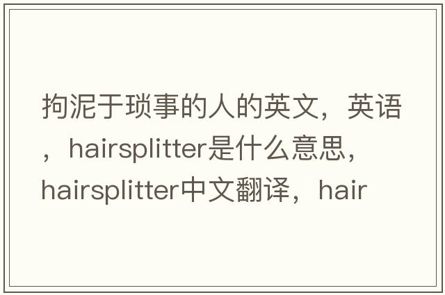 拘泥于瑣事的人的英文，英語(yǔ)，hairsplitter是什么意思，hairsplitter中文翻譯，hairsplitter怎么讀、發(fā)音、用法及例句