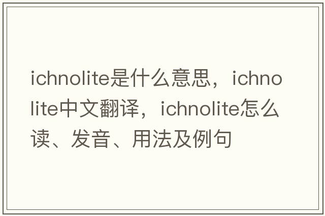 ichnolite是什么意思，ichnolite中文翻譯，ichnolite怎么讀、發(fā)音、用法及例句