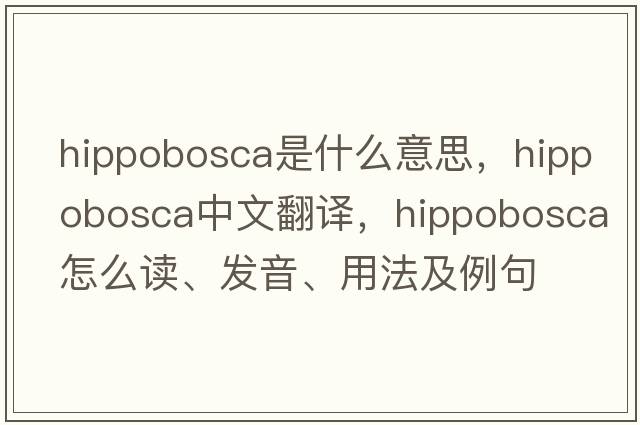 Hippobosca是什么意思，Hippobosca中文翻譯，Hippobosca怎么讀、發(fā)音、用法及例句