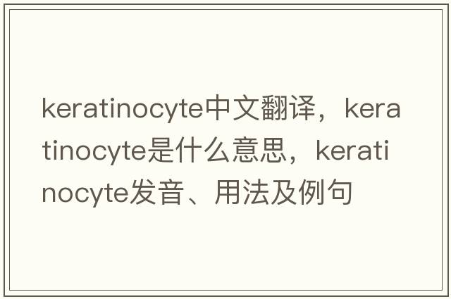keratinocyte中文翻譯，keratinocyte是什么意思，keratinocyte發(fā)音、用法及例句