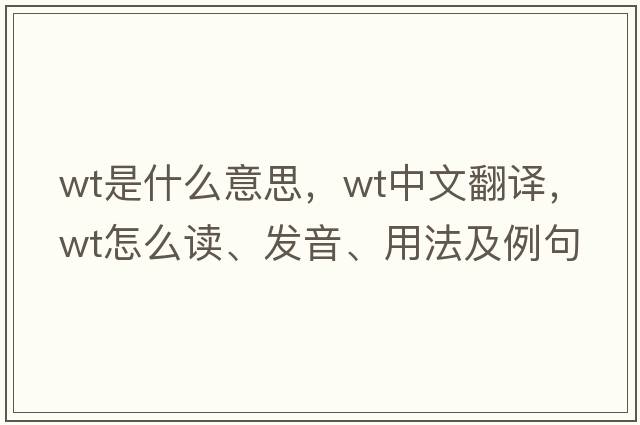 wt是什么意思，wt中文翻譯，wt怎么讀、發(fā)音、用法及例句