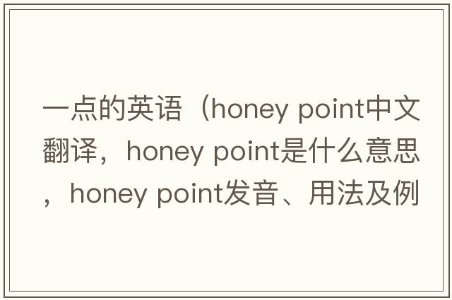 一點(diǎn)的英語(yǔ)（honey point中文翻譯，honey point是什么意思，honey point發(fā)音、用法及例句）