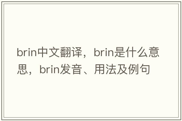 brin中文翻譯，brin是什么意思，brin發(fā)音、用法及例句