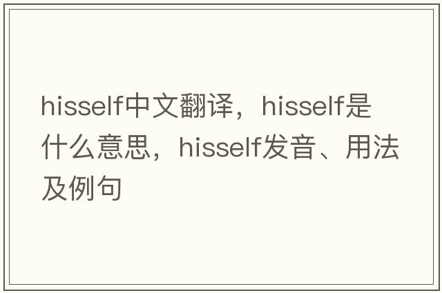 hisself中文翻譯，hisself是什么意思，hisself發(fā)音、用法及例句