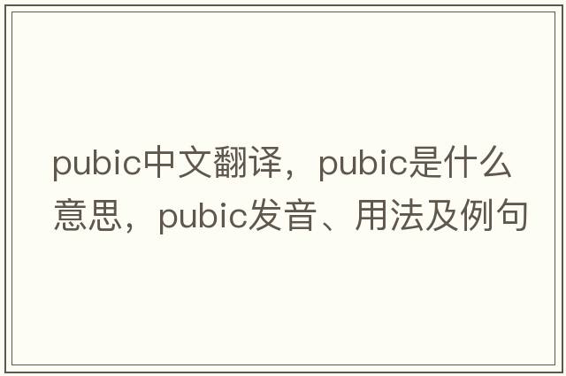 pubic中文翻譯，pubic是什么意思，pubic發(fā)音、用法及例句