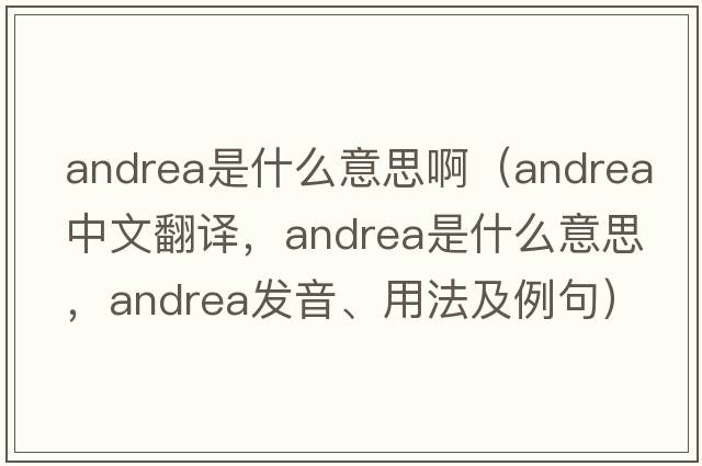 andrea是什么意思?。╝ndrea中文翻譯，andrea是什么意思，andrea發(fā)音、用法及例句）