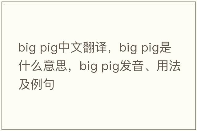 big pig中文翻譯，big pig是什么意思，big pig發(fā)音、用法及例句
