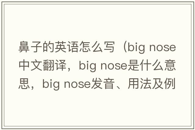 鼻子的英語(yǔ)怎么寫(xiě)（big nose中文翻譯，big nose是什么意思，big nose發(fā)音、用法及例句）