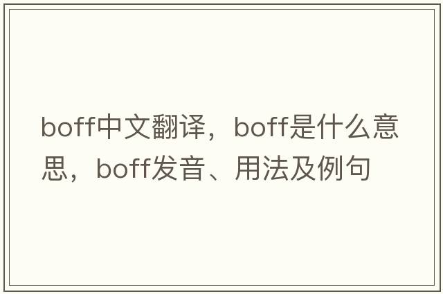 boff中文翻譯，boff是什么意思，boff發(fā)音、用法及例句