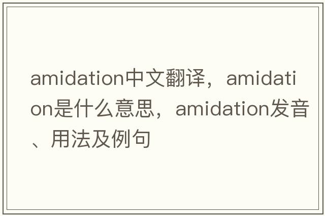 amidation中文翻譯，amidation是什么意思，amidation發(fā)音、用法及例句