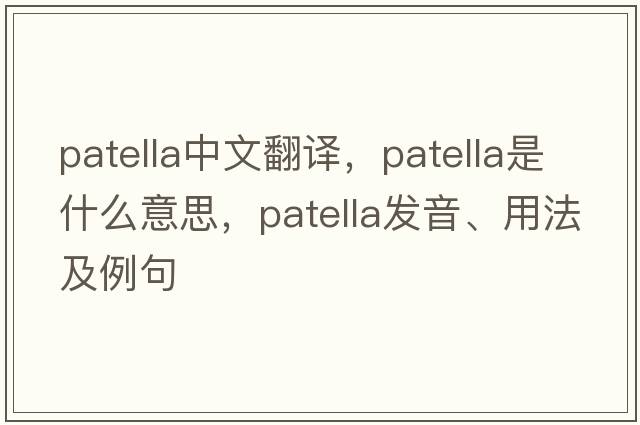 patella中文翻譯，patella是什么意思，patella發(fā)音、用法及例句
