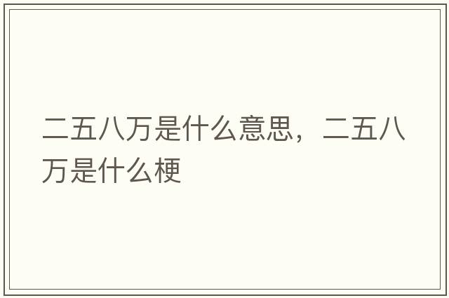 二五八萬(wàn)是什么意思，二五八萬(wàn)是什么梗