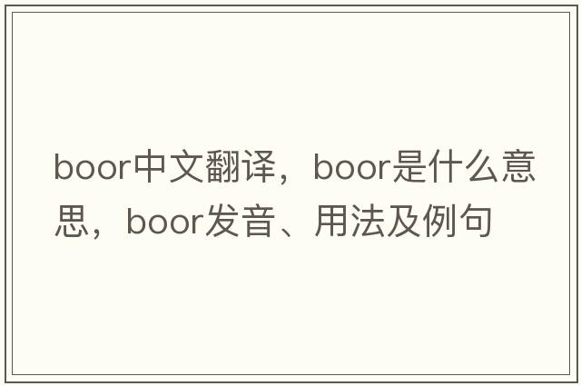 boor中文翻譯，boor是什么意思，boor發(fā)音、用法及例句