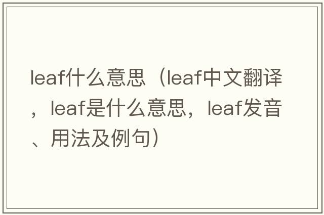 leaf什么意思（leaf中文翻譯，leaf是什么意思，leaf發(fā)音、用法及例句）