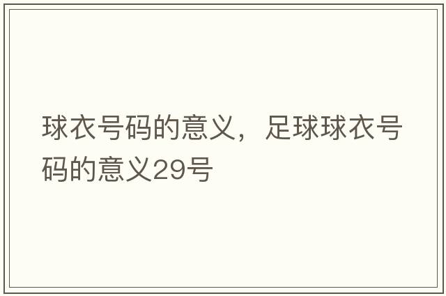 球衣號碼的意義，足球球衣號碼的意義29號