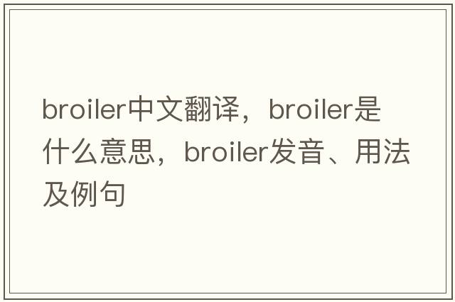 broiler中文翻譯，broiler是什么意思，broiler發(fā)音、用法及例句