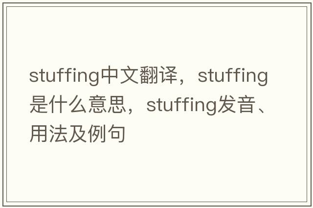stuffing中文翻譯，stuffing是什么意思，stuffing發(fā)音、用法及例句