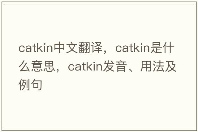 catkin中文翻譯，catkin是什么意思，catkin發(fā)音、用法及例句