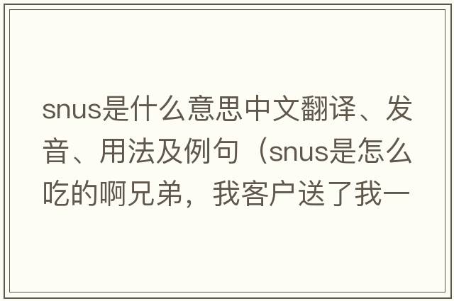 snus是什么意思中文翻譯、發(fā)音、用法及例句（SNUS是怎么吃的啊兄弟，我客戶(hù)送了我一包可是我不會(huì )吃？）