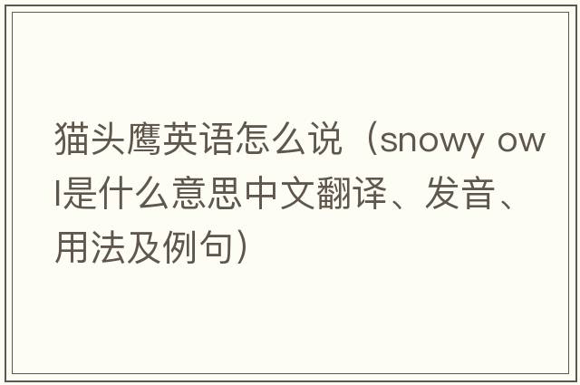 貓頭鷹英語(yǔ)怎么說(shuō)（snowy owl是什么意思中文翻譯、發(fā)音、用法及例句）