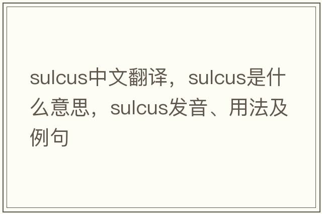 sulcus中文翻譯，sulcus是什么意思，sulcus發(fā)音、用法及例句