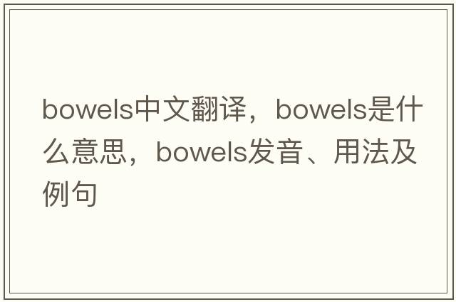 bowels中文翻譯，bowels是什么意思，bowels發(fā)音、用法及例句