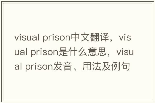 visual prison中文翻譯，visual prison是什么意思，visual prison發(fā)音、用法及例句