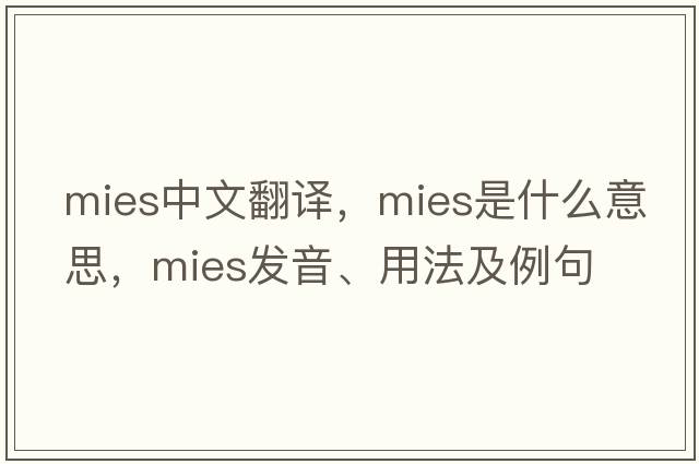 Mies中文翻譯，Mies是什么意思，Mies發(fā)音、用法及例句