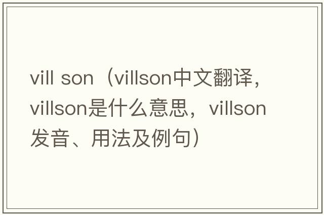 vill son（villson中文翻譯，villson是什么意思，villson發(fā)音、用法及例句）