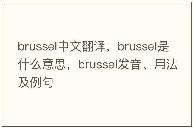 Brussel中文翻譯，Brussel是什么意思，Brussel發(fā)音、用法及例句