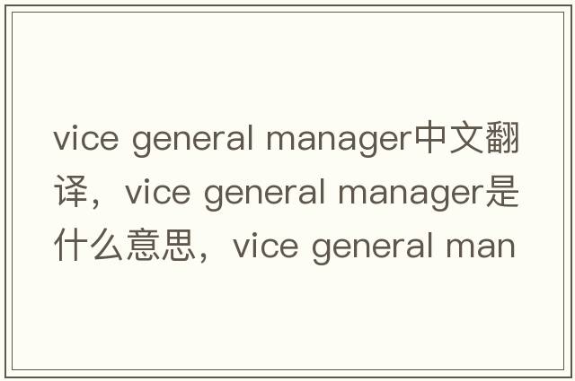 vice general manager中文翻譯，vice general manager是什么意思，vice general manager發(fā)音、用法及例句