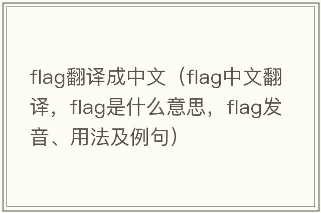 flag翻譯成中文（flag中文翻譯，flag是什么意思，flag發(fā)音、用法及例句）