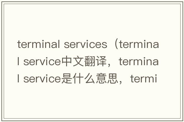 terminal services（terminal service中文翻譯，terminal service是什么意思，terminal service發(fā)音、用法及例句）