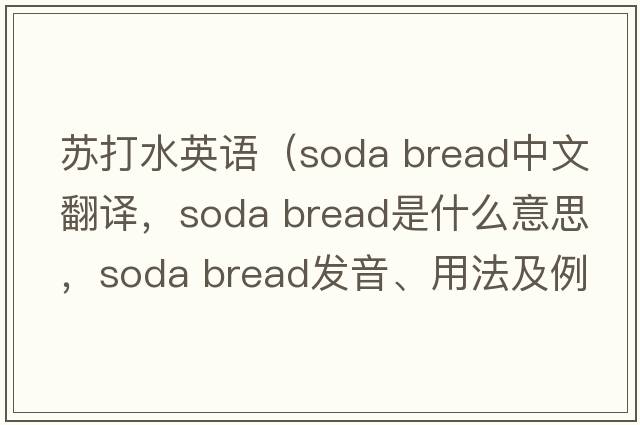 蘇打水英語(yǔ)（soda bread中文翻譯，soda bread是什么意思，soda bread發(fā)音、用法及例句）