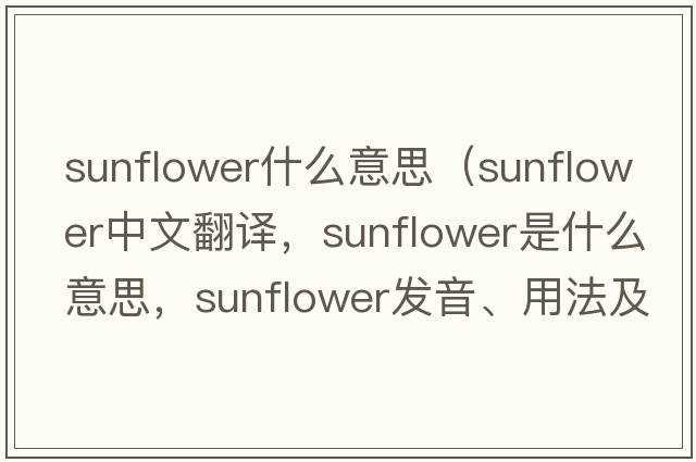 sunflower什么意思（sunflower中文翻譯，sunflower是什么意思，sunflower發(fā)音、用法及例句）